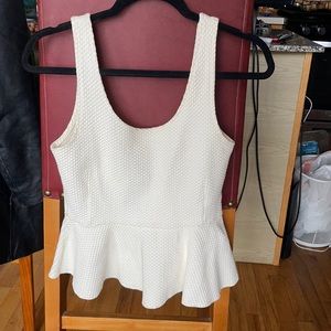 Ganni Textured Cream Peplum Top Medium